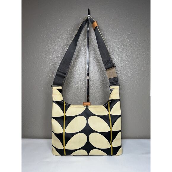 Orla Kiely Rare Cream Black Gold Solid Stem Midi Sling Crossbody Bag - Picture 2 of 16